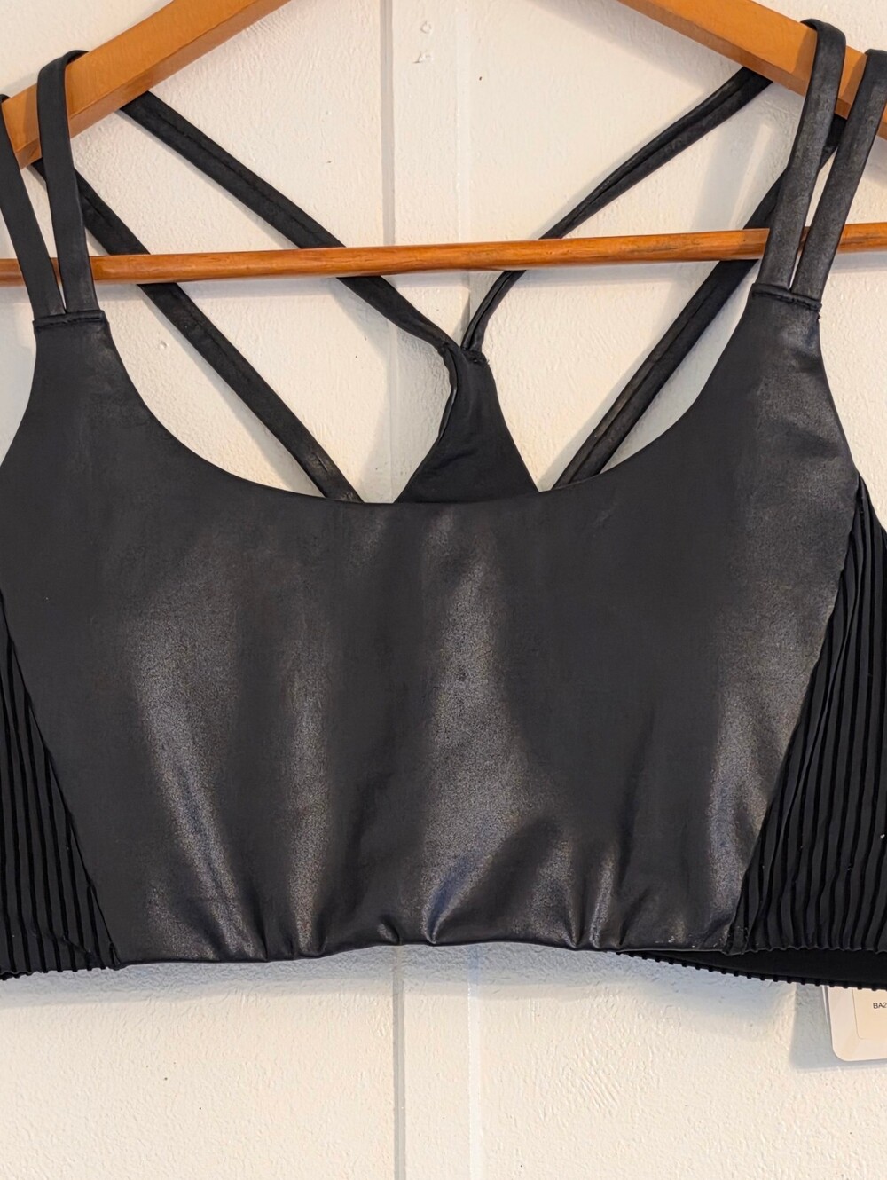 Fabletics Black Strappy Shine Sports Bra